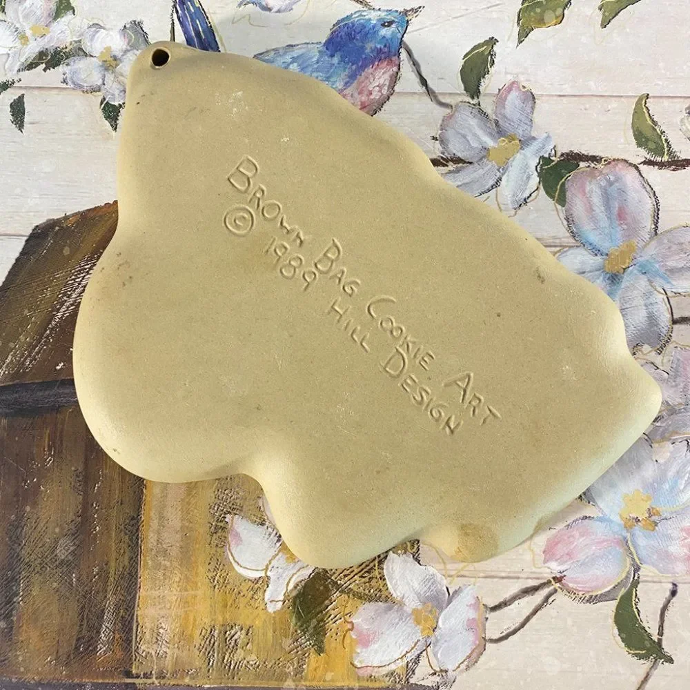 Brown Bag Cookie Art Vintage Santa Mold 1989 Clay Farmhouse Country Decor